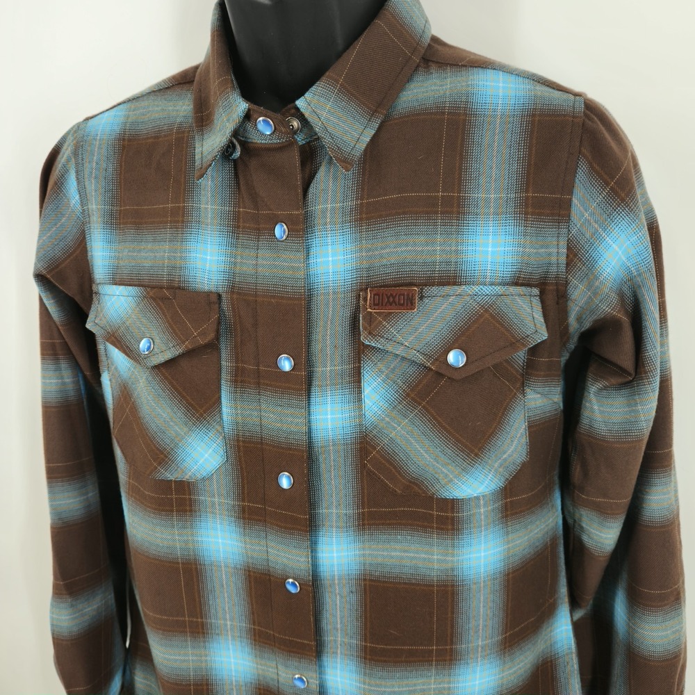 Dixxon Flannel Co Women's Medium The Cherokee Shirt Pearl-Snap Brown Plaid